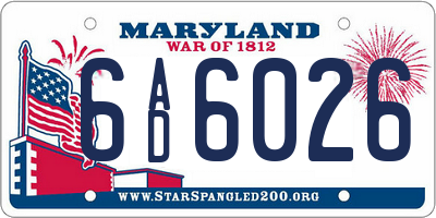 MD license plate 6AD6026
