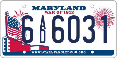 MD license plate 6AD6031