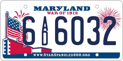 MD license plate 6AD6032