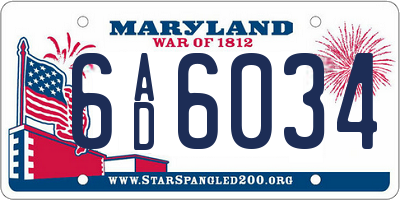 MD license plate 6AD6034