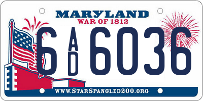 MD license plate 6AD6036