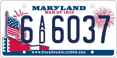 MD license plate 6AD6037