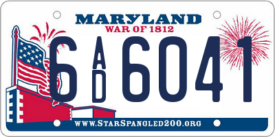 MD license plate 6AD6041