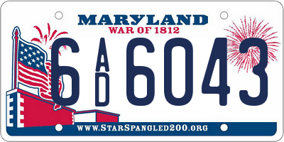 MD license plate 6AD6043
