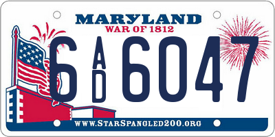 MD license plate 6AD6047
