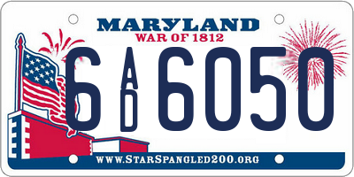 MD license plate 6AD6050