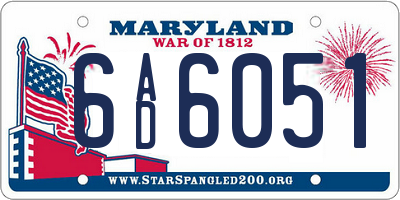 MD license plate 6AD6051