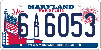 MD license plate 6AD6053
