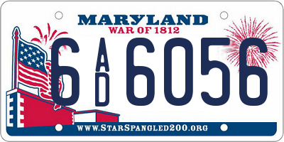 MD license plate 6AD6056
