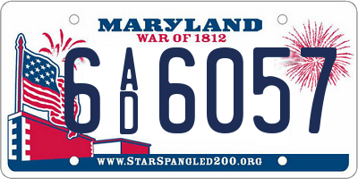 MD license plate 6AD6057