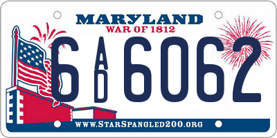 MD license plate 6AD6062