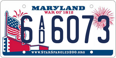 MD license plate 6AD6073