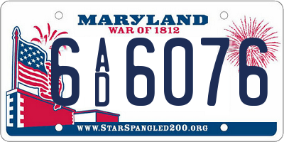 MD license plate 6AD6076