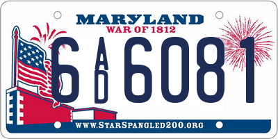 MD license plate 6AD6081