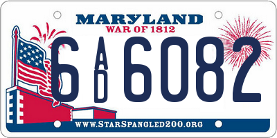 MD license plate 6AD6082