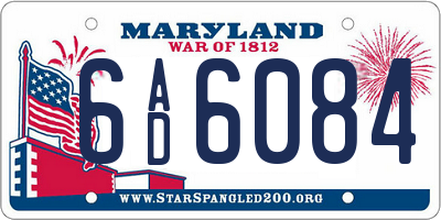 MD license plate 6AD6084