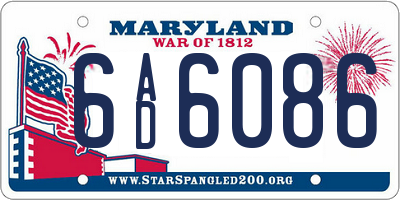 MD license plate 6AD6086