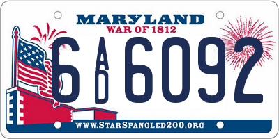 MD license plate 6AD6092