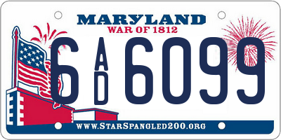 MD license plate 6AD6099