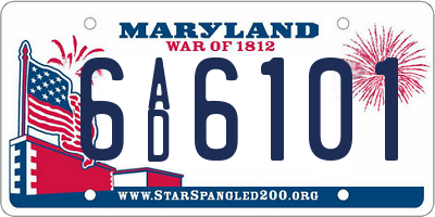 MD license plate 6AD6101