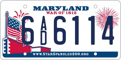 MD license plate 6AD6114