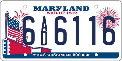 MD license plate 6AD6116