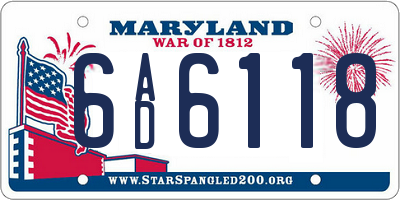 MD license plate 6AD6118