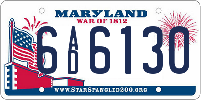 MD license plate 6AD6130