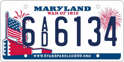 MD license plate 6AD6134