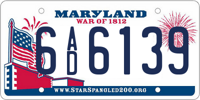MD license plate 6AD6139
