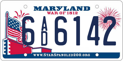 MD license plate 6AD6142
