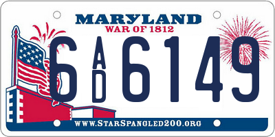 MD license plate 6AD6149