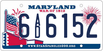 MD license plate 6AD6152
