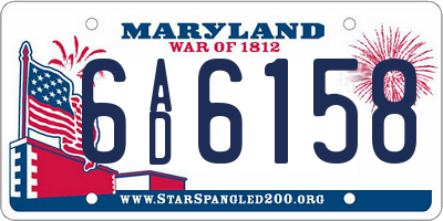 MD license plate 6AD6158