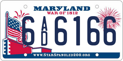 MD license plate 6AD6166