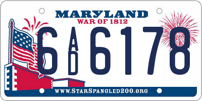 MD license plate 6AD6178