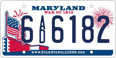 MD license plate 6AD6182