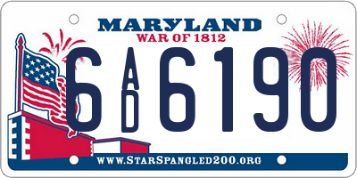 MD license plate 6AD6190