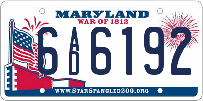 MD license plate 6AD6192