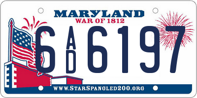 MD license plate 6AD6197