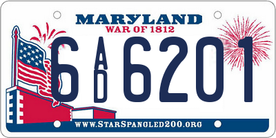 MD license plate 6AD6201