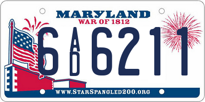 MD license plate 6AD6211