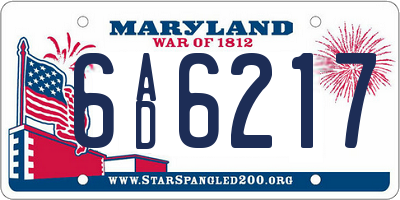 MD license plate 6AD6217