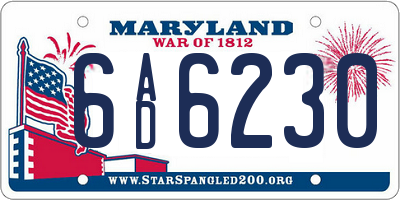 MD license plate 6AD6230