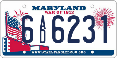 MD license plate 6AD6231