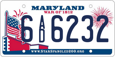 MD license plate 6AD6232