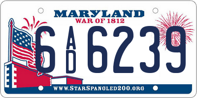 MD license plate 6AD6239