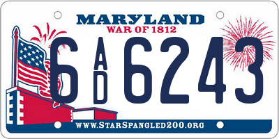 MD license plate 6AD6243