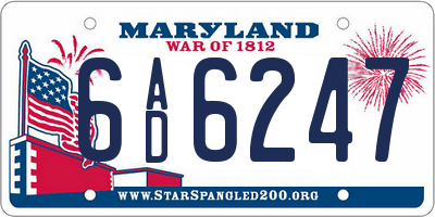 MD license plate 6AD6247