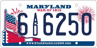 MD license plate 6AD6250